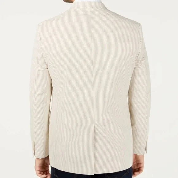 Lauren Ralph Lauren Men's Ultraflex Classic-Fit Seersucker Sport Coat - Tan/Whit